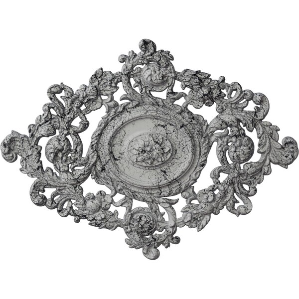 Ekena Millwork Katheryn Ceiling Medallion, Hand-Painted Ultra Pure White Crackle, 22 1/2"W x 30 3/8"H x 1 1/2"P CM30KTUWC - main